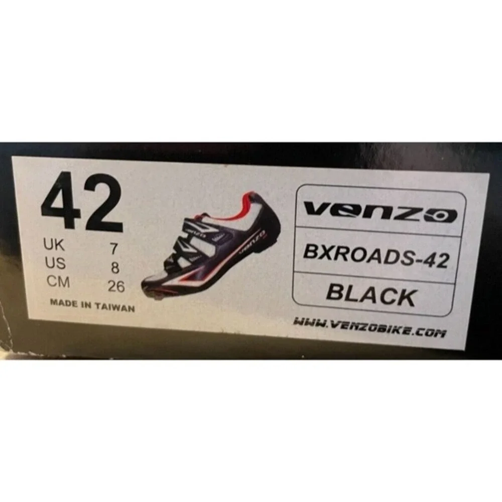 Venzo‎ Bicycle Shoes and Pedals BXRoads 42 UK size 7 US 8 Black & Red Road Bike